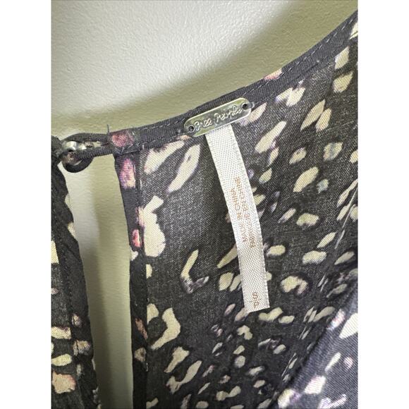 Free People First Kiss Maxi Dress S Navy Blue Cheetah Print Y2K Witchy - Picture 4 of 9